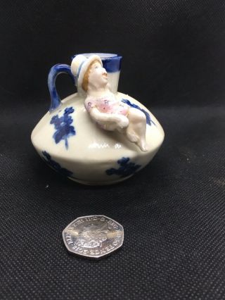 Unusual Bizzare Vintage Pottery Jug With Bathing Ugly Lady
