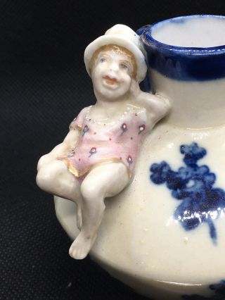 Unusual Bizzare Vintage Pottery Jug With Bathing Ugly Lady 2