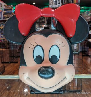 Vintage Walt Disney Minnie Mouse Head Aladdin Plastic Lunch Box No Thermos