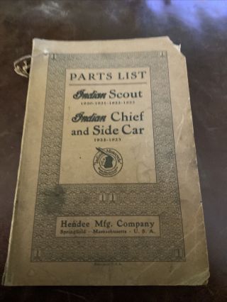 Indian Scout Motorcycle Vintage: - Parts List 1920 - 1923