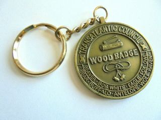 Vintage Boy Scout Transatlantic Council Wood Badge Metal (bronze?) Fob Keychain