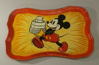 Vintage Walt Disney Mickey Mouse Happynak Tin Tea Set Tray 6 " X4 " (inv1)