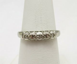 Vintage 14k White Gold Diamond Accent 3.  8mm Band Size 6.  5