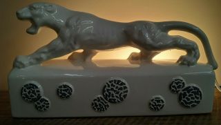Vintage Kron White Panther T.  V.  Lamp From The Mid Century