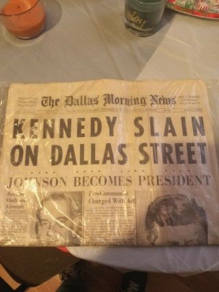 The John F Kennedy Newspaper The Day Of His Death