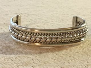 Vintage Navajo Signed Tahe Sterling Silver Small Or Child Cuff Bracelet