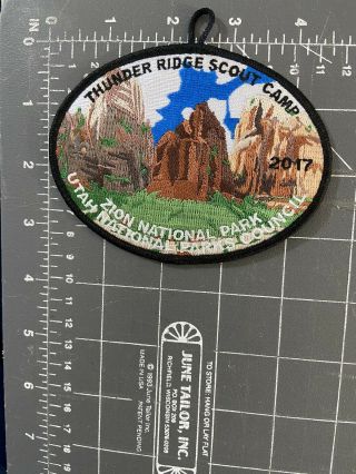Utah National Parks Council Zion Bsa Thunder Ridge Scout Camp Patch 2017 Unpc Ut