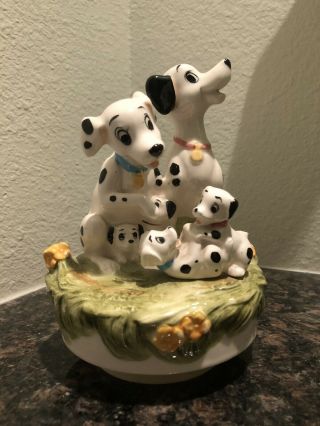 Disney 101 Dalmatians Rotating Music Hand Painted Figurine Dated 1981 By Schmid