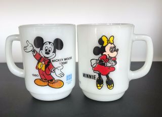 Vtg 1980 Mickey & Minnie Mouse Mugs Pepsi Collector Series Disney Anchor Hocking