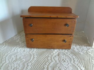 Antique Vintage Primitive Diminutive Salesman Sample Dresser Chest 2 Drawer