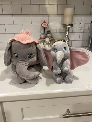 Disney Parks Baby Dumbo And Mrs Jumbo Circus Plush Doll Set 15” Pre - Owned Euc