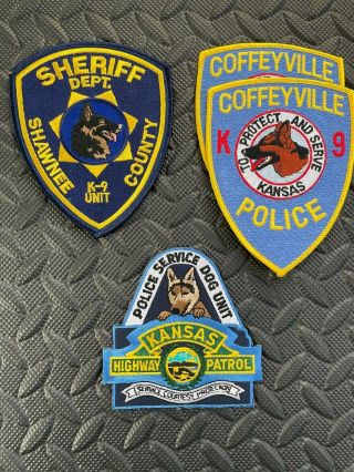 Kansas Police Sheriff Highway Patroll K - 9 Patch Set Of 4 Ks