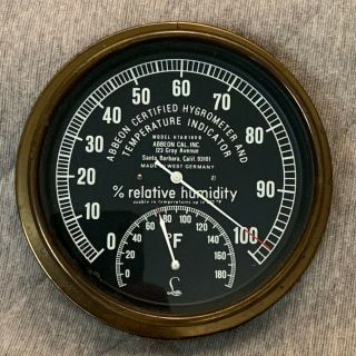 Vintage Abbeon Certified Hygrometer & Temperature Indicator W Germany Htab169b