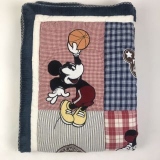 Vintage 80s 90s Disney Black Red Mickey Mouse Blanket Quilt 43x34
