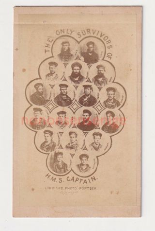 Vintage Cdv Carte De Visite Only Survivors H.  M.  S.  Captain Liddiard,  Portsea - 01