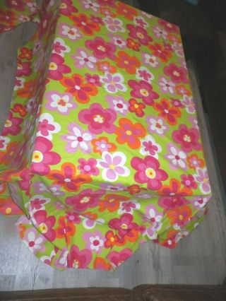 Pair (2) Vtg Sears Perma Crest Pink & Green Floral Flower Power Bed Covers Twin