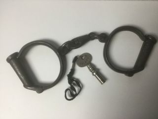 Handcuffs Vintage 19th Century Thompson,  Hiatt Key