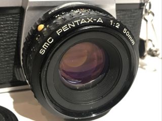 PENTAX K1000 35mm SLR Film Camera w/ SMC Pentax - A 50mm f/2 Lens,  Vintage Strap 3