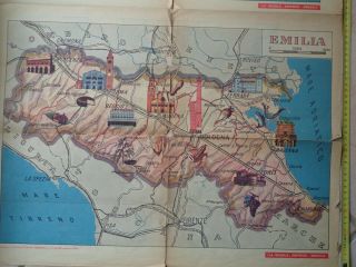 Vecchia Carta Geografica Da Muro Scolastica Della Regione Emilia Romagna Scuola