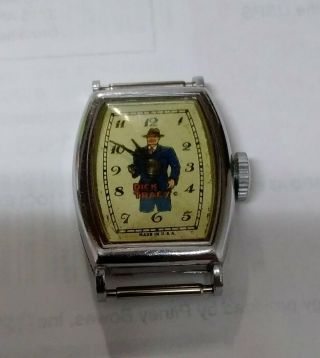 Vintage Dick Tracy Character Wrist Watch Usa With Pink Wide Band
