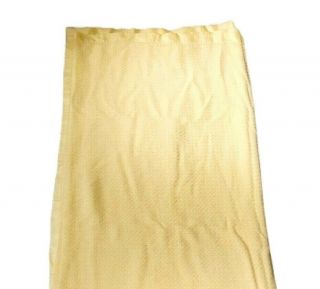 Vintage Waffle Weave Acrylic Blanket Satin Trim Light Yellow Thermal 74x88 Twin 2