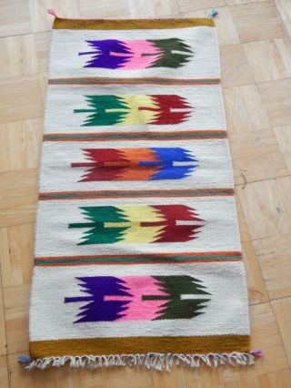Many Colors - Large Vintage Navajo Indian Gallup Throw Rug - Chinle -