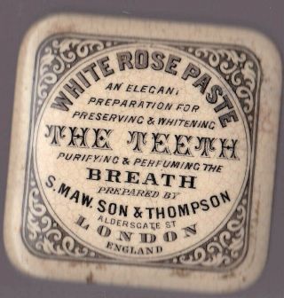 Antique C1850 Victorian White Rose Tooth Paste Jar London England Rare