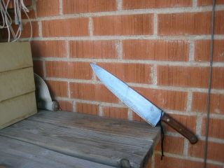 Vintage 12 " Blade X 1 Lb.  Wt.  Unmarked Lamson Thick Heavy Carbon Chef Knife Usa