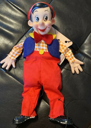 Vntg Walt Disney Pinocchio Marionette Puppet Gund 11 1/2 "