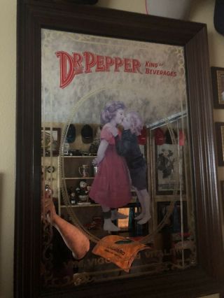 Vintage Dr.  Pepper King Of Beverages Wood Frame Mirror