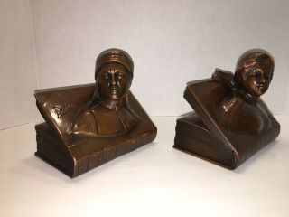 Jennings Brothers - Vintage Dante & Beatrice Bronze Bookends.