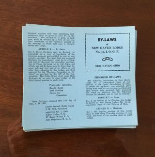 11 Vintage Independent Order Odd Fellows By - Laws Of Haven Ohio Lodge No.  41