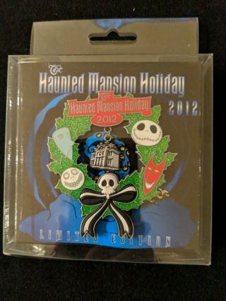 Disney Haunted Mansion Nbc Holiday 2012 Disneyland Jack Doom Wreath Jumbo Pin Le