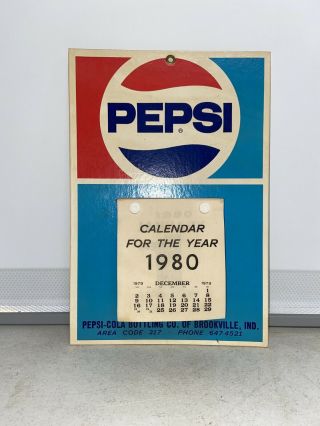Rare Vintage 1980 Pepsi Cola Store Display Calendar “indiana”