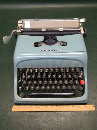 Mid Century Vintage Olivetti Studio 44 Typewriter Blue For Service