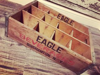 Vintage 1970’s Eagle Beverages Wood Soda Pop Crate Binghamton Ny