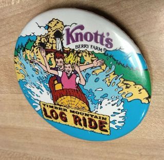 Vintage Knotts Berry Farm Timber Mountain Log Ride Pinback Pin Button