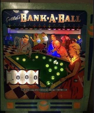 1965 Gottlieb Bank A Ball Pinball Back Glass