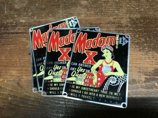 One 1950s Madam X Gypsy Fortune Telling Arcade Sign Vintage Metal Ephemera Old