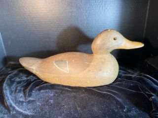 Early Vintage American Folk Art Hand - Carved,  Hand - Painted Wooden Duck Decoy