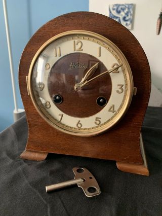 Vintage Welby German Mantle Clock; And Chimes; Key
