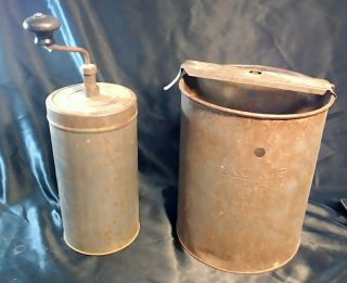 Vintage Acme Freezer By Ritter Can Co.  Hand Crank Ice Cream Maker Metal Bucket