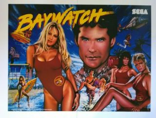 Baywatch Pinball Translite Pamela Anderson 1995 Sexy Swimsuit Art Sega