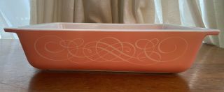 Vintage Pyrex Pink Scroll 2qt Space Saver Princess Casserole Dish 575 - B No Lid