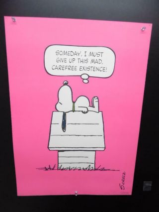 C.  1970 Snoopy Poster Peanuts Hallmark Springbok Editions Charles Schultz Vintage