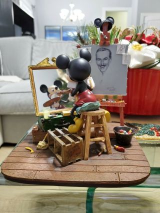 “self - Portrait Mickey Mouse” Mickey Mouse And Walt Disney Charles Boyer Figurine