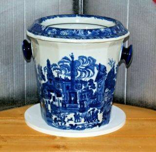 Rare Antique Blue And White Commode/chamber Pot