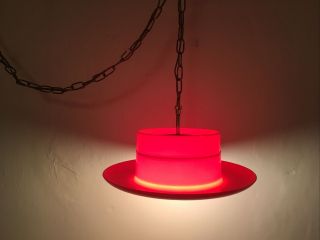 Vintage Mcm Orange Plastic Swag Lamp Retro Hat Light