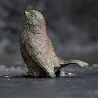 Antique Late 19th Century Bronze Bird Figure With Heavily Aged Verdigris