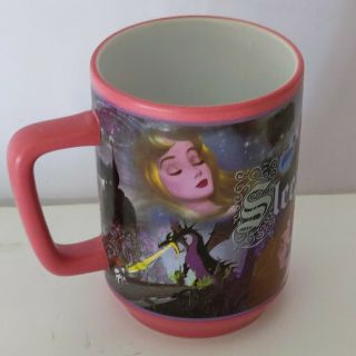 Disney Sleeping Beauty Mug Princess Aurora Full Cast Pink Large 16 Oz Cup